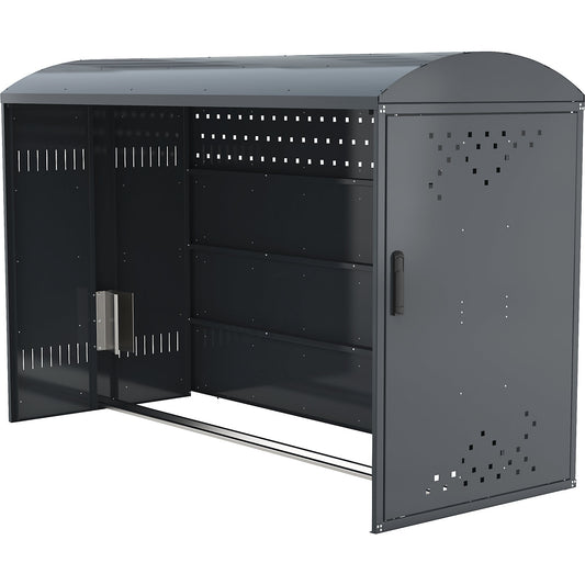 Bicycle locker, extension unit with arched roof, with side wall.