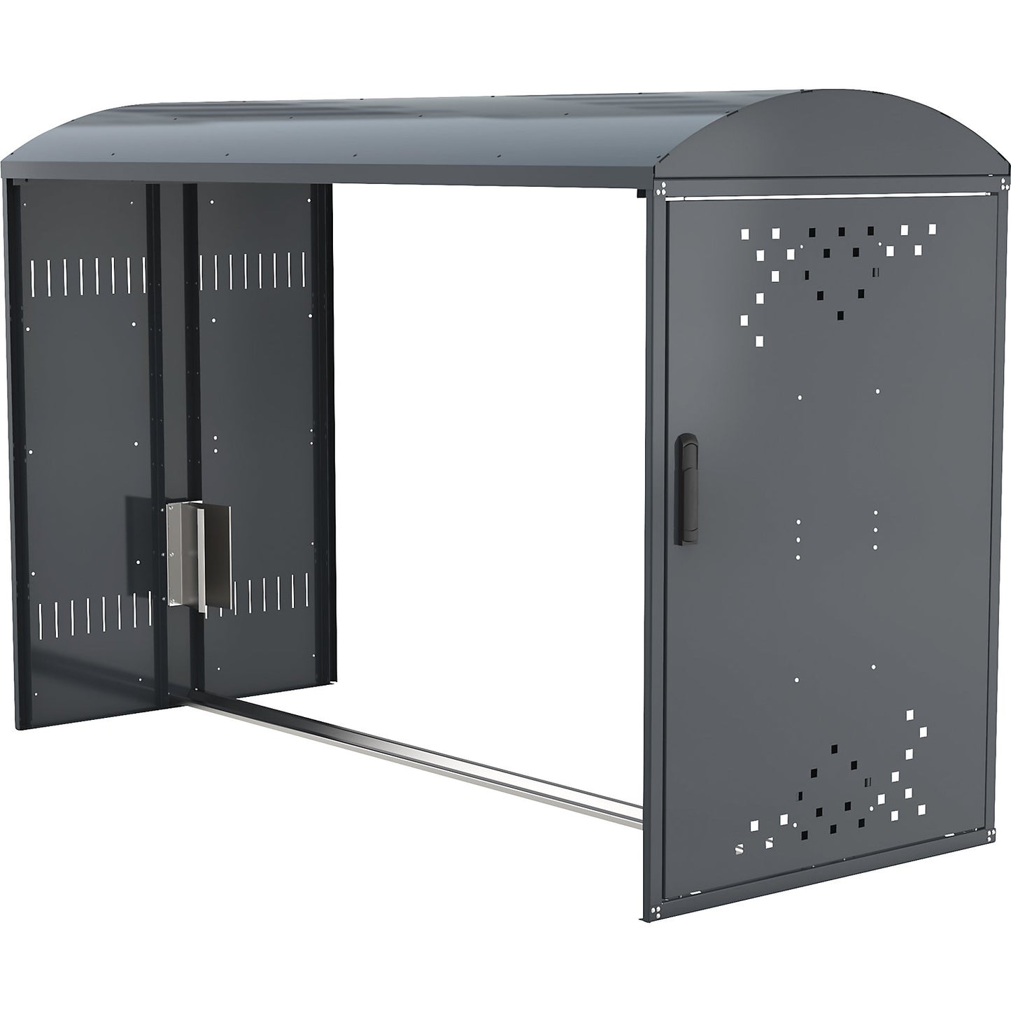 Bicycle locker, extension unit with arched roof, without side wall.