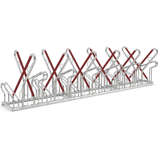 Lean-to bicycle rack, 2500 XBF, two sided model, 2 x 6 parking spaces.
