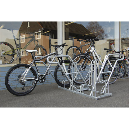 Lean-to bicycle rack, 4600 XBF, two sided model, 2 x 2 parking spaces.