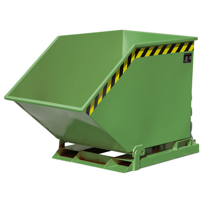 Tilting skip with tilting mechanism, box-shaped, capacity 0.4 m³, green RAL 6011.