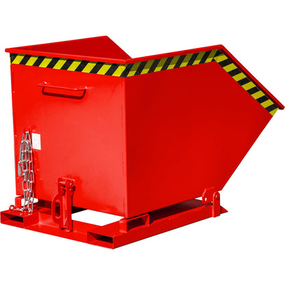 Tilting skip with tilting mechanism, box-shaped, capacity 0.6 m³, red RAL 3000.