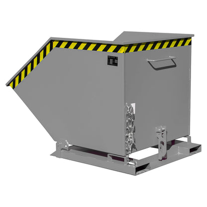 Tilting skip with tilting mechanism, box-shaped, capacity 0.8 m³, grey RAL 7005.