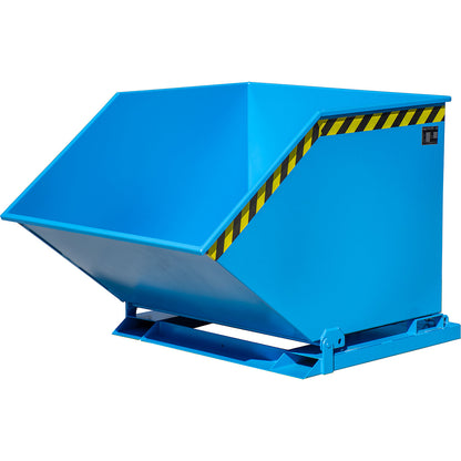 Tilting skip with tilting mechanism, box-shaped, capacity 1 m³, blue RAL 5012.
