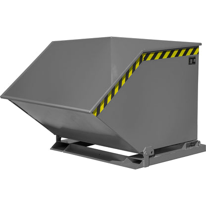 Tilting skip with tilting mechanism, box-shaped, capacity 1 m³, grey RAL 7005.