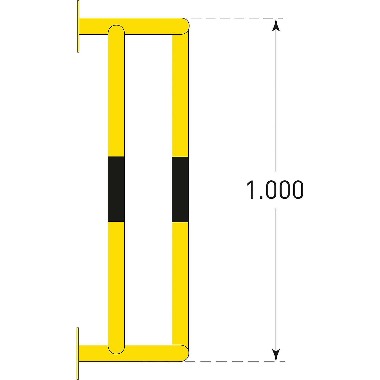 Crash protection for pipes, wall mounting, HxWxD 1000 x 350 x 300 mm.