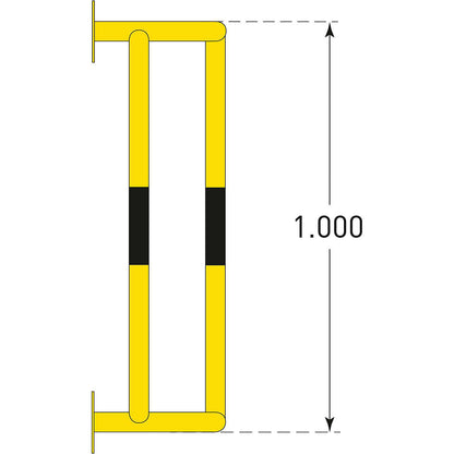 Crash protection for pipes, wall mounting, HxWxD 1000 x 350 x 300 mm.
