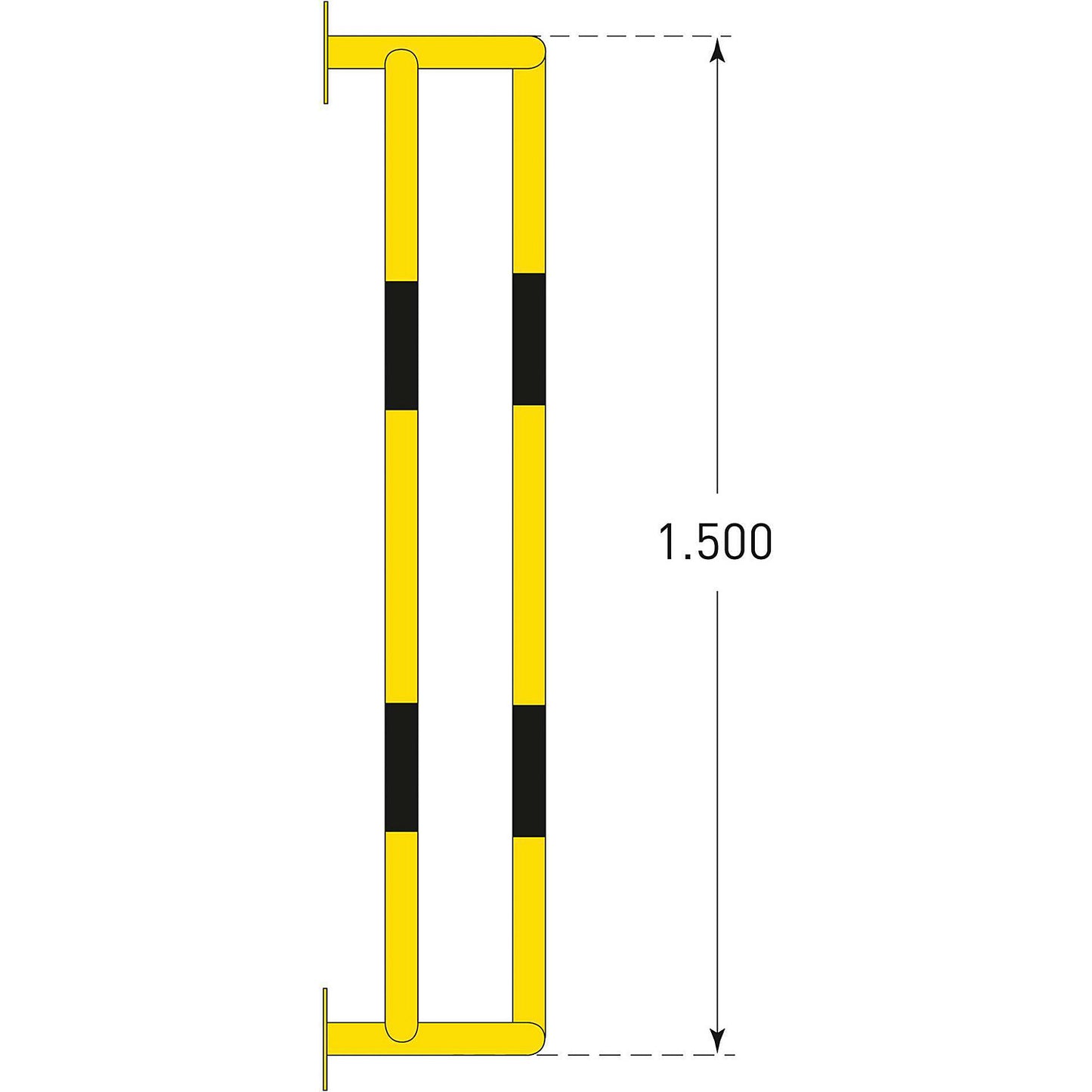 Crash protection for pipes, wall mounting, HxWxD 1500 x 350 x 300 mm.