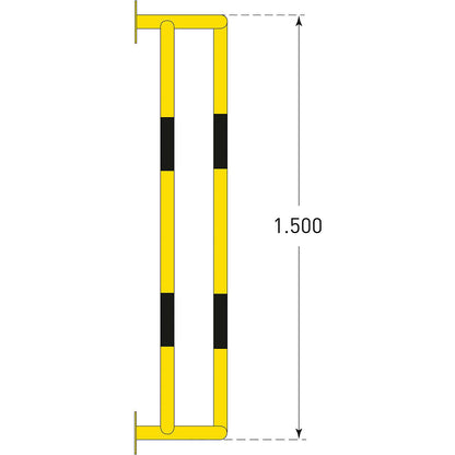 Crash protection for pipes, wall mounting, HxWxD 1500 x 350 x 300 mm.
