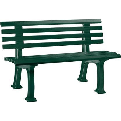 Park bench made of plastic, with 9 slats, width 1200 mm, moss green.