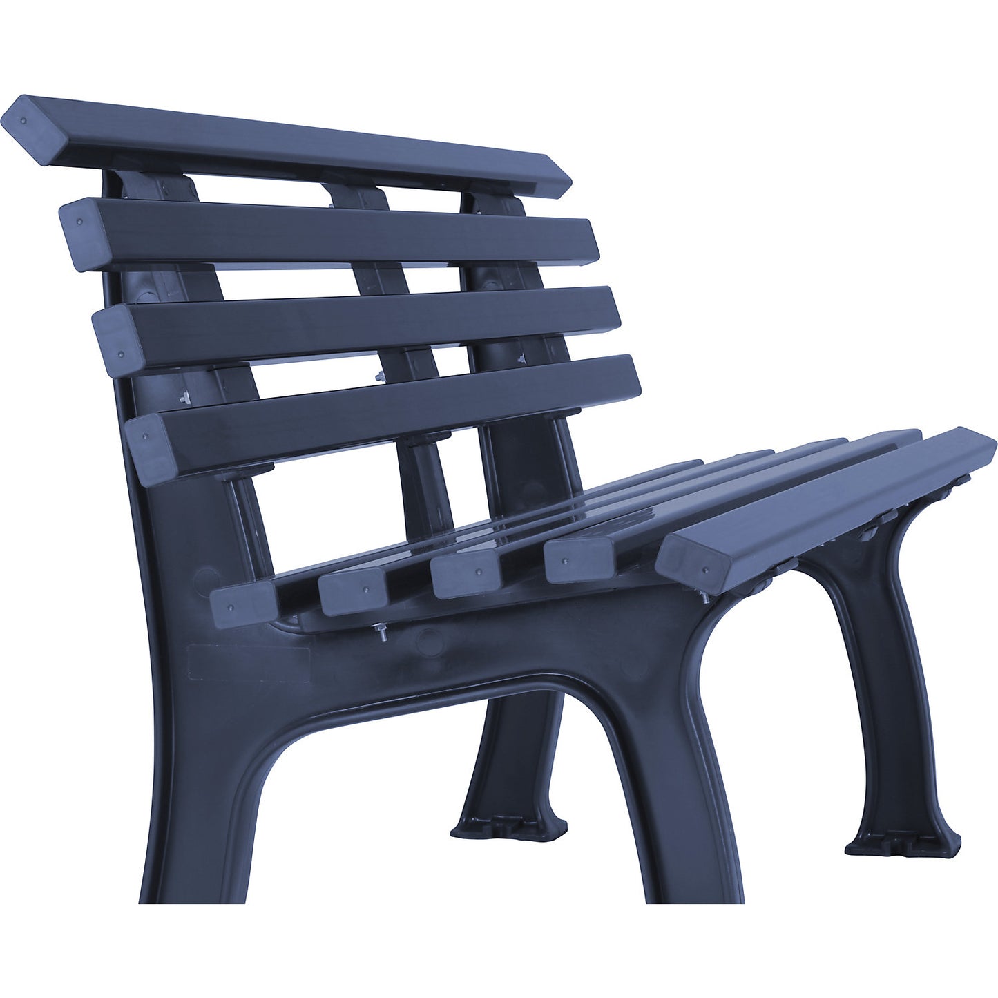 Park bench made of plastic, with 9 slats, width 1500 mm, steel blue.