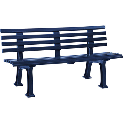 Park bench made of plastic, with 9 slats, width 1500 mm, steel blue.