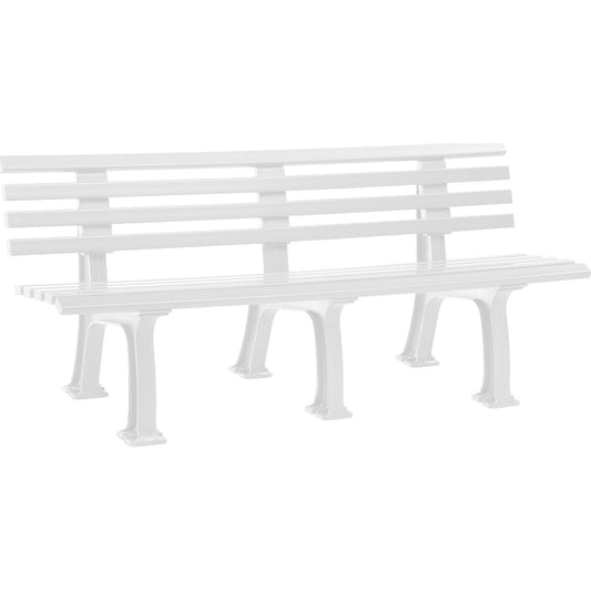 Park bench made of plastic, with 9 slats, width 2000 mm, white.