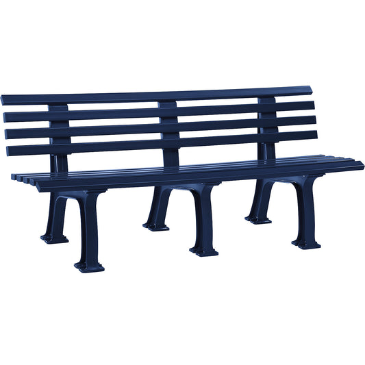 Park bench made of plastic, with 9 slats, width 2000 mm, steel blue.