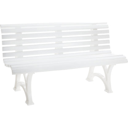 Park bench made of plastic, with 13 slats, width 1500 mm, white.