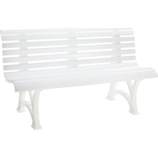Park bench made of plastic, with 13 slats, width 1500 mm, white.