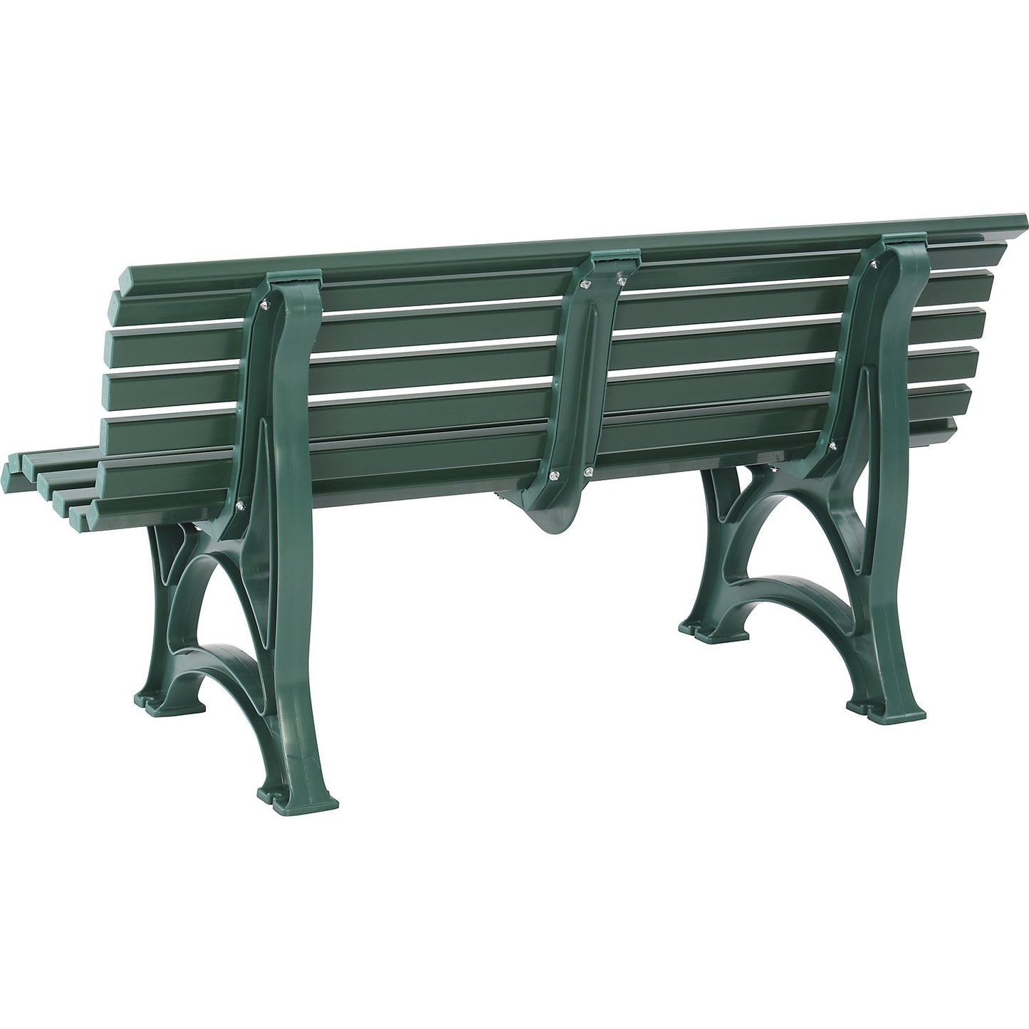 Park bench made of plastic, with 13 slats, width 1500 mm, moss green.