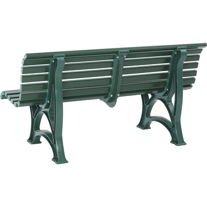 Park bench made of plastic, with 13 slats, width 1500 mm, moss green.