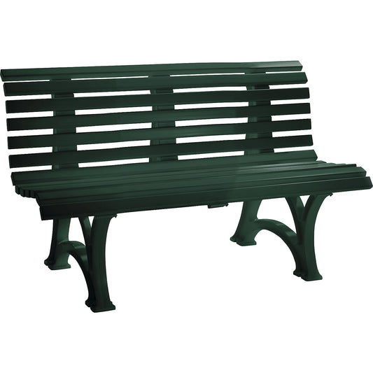 Park bench made of plastic, with 13 slats, width 1500 mm, moss green.