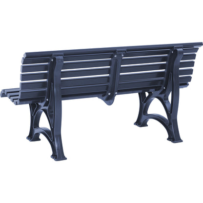 Park bench made of plastic, with 13 slats, width 1500 mm, steel blue.