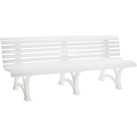 Park bench made of plastic, with 13 slats, width 2000 mm, white.