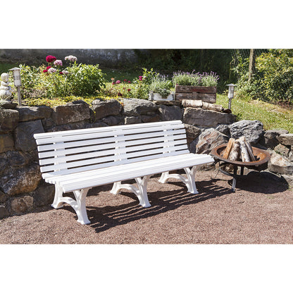 Park bench made of plastic, with 13 slats, width 2000 mm, white.