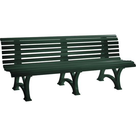 Park bench made of plastic, with 13 slats, width 2000 mm, moss green.