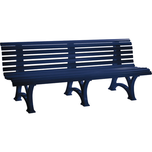 Park bench made of plastic, with 13 slats, width 2000 mm, steel blue.