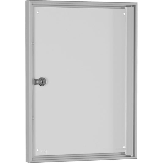 Display case for indoor use, for 1 x A4, silver anodised frame.