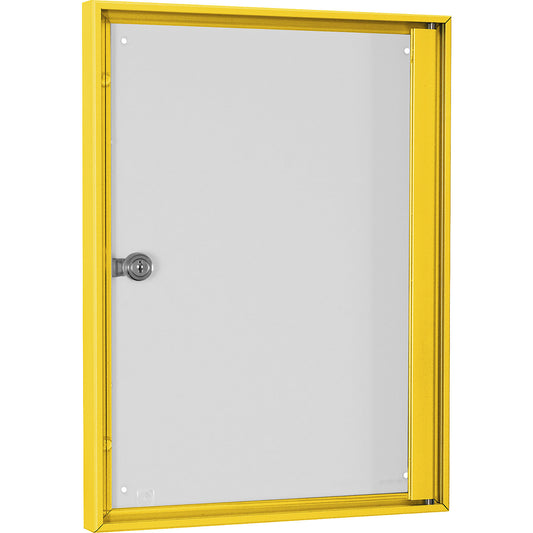 Display case for indoor use, for 1 x A4, yellow frame.