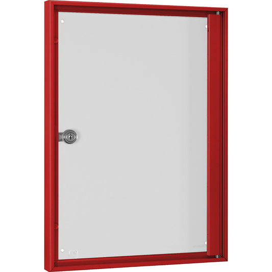 Display case for indoor use, for 1 x A4, red frame.