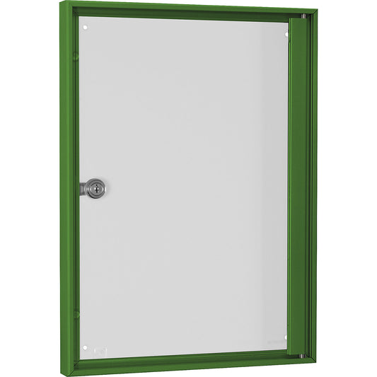 Display case for indoor use, for 1 x A4, green frame.