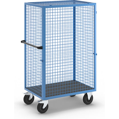 Shelf truck, detachable mesh panel, without shelves, light blue.