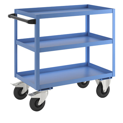 General purpose trolley, 3 shelves, max. load 350 kg, overall height 915 mm, light blue.