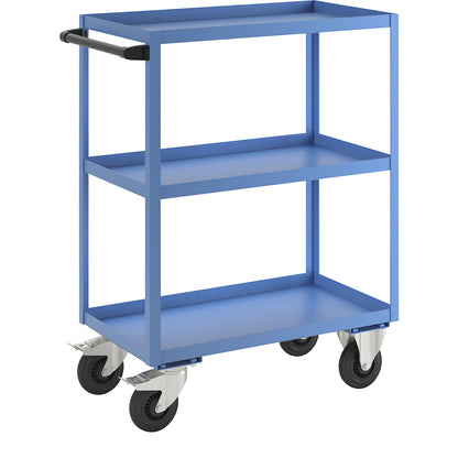 General purpose trolley, 3 shelves, max. load 350 kg, overall height 1215 mm, light blue.