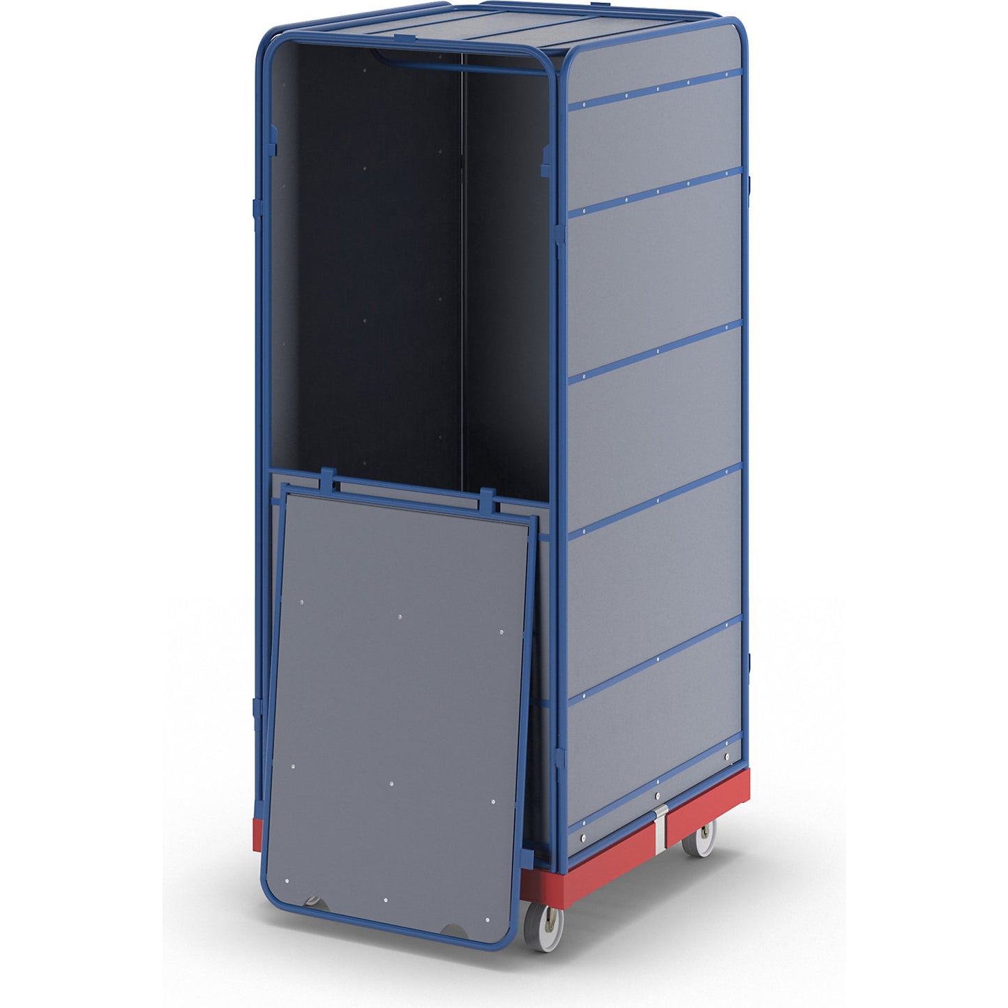 SAFE roll container, logistics box, HxWxD 1785 x 720 x 810 mm, red transport dolly.