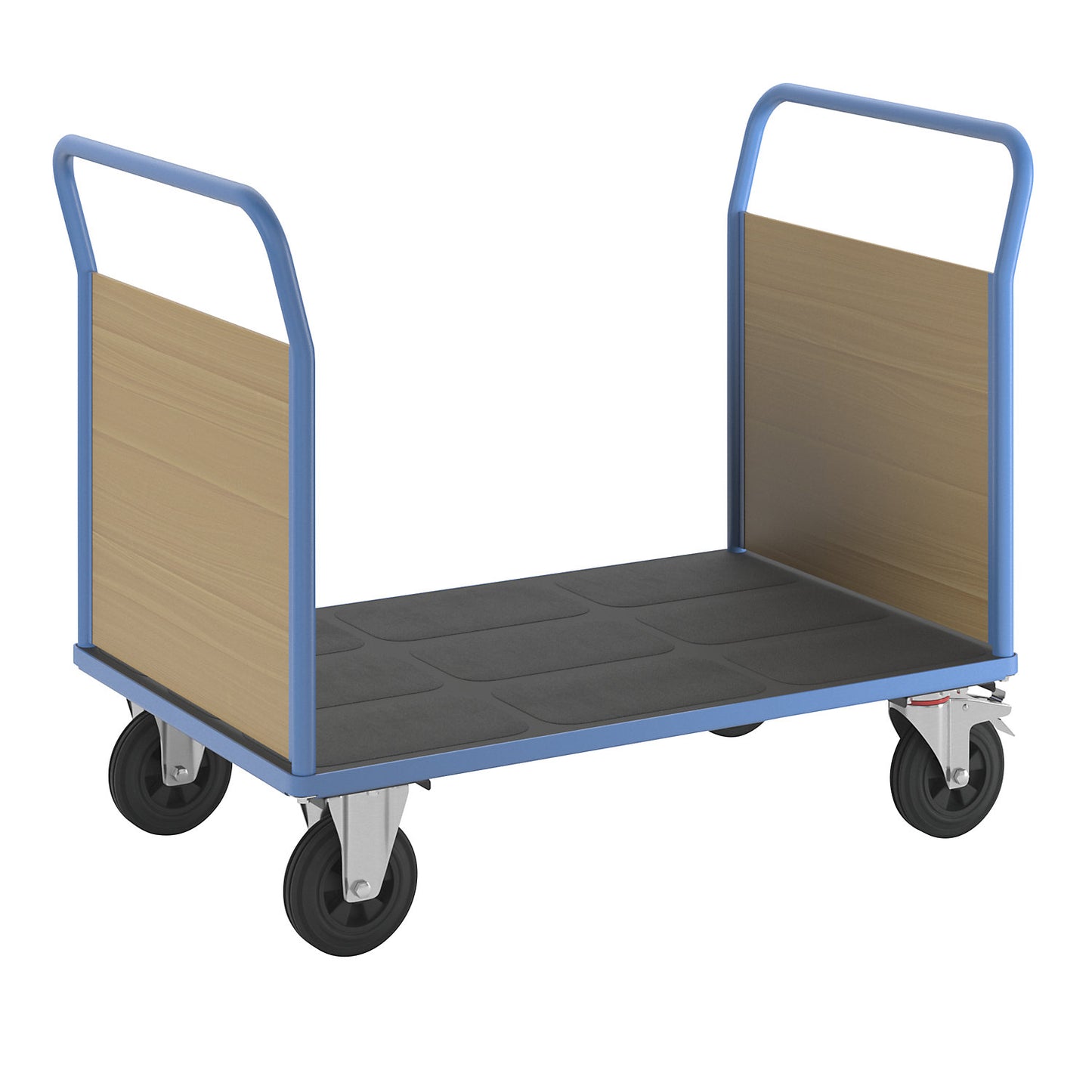 Platform truck with wooden panels, with 2 end panels, LxW 1350 x 800 mm, solid rubber.