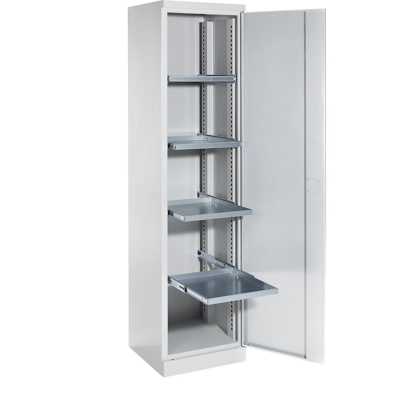 Storage cupboard, width 500 mm, 4 pull-out shelves, light grey door.