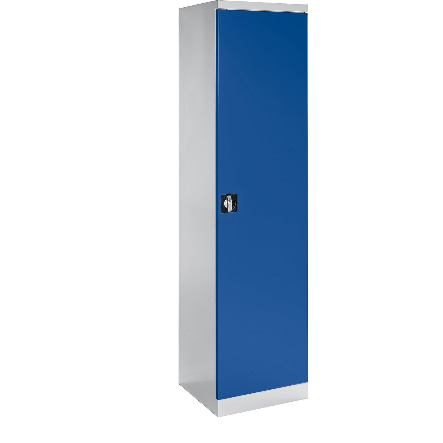Storage cupboard, width 500 mm, 3 pull-out shelves, 3 drawers, gentian blue door.