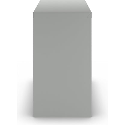 Double door cupboard, with solid panel doors, 2 shelves, light grey / gentian blue.