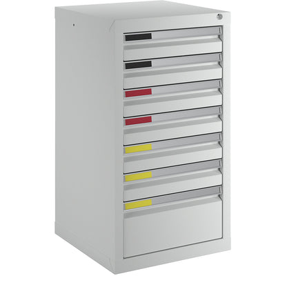 Drawer cupboard, width 500 mm, 7 drawers, light grey.