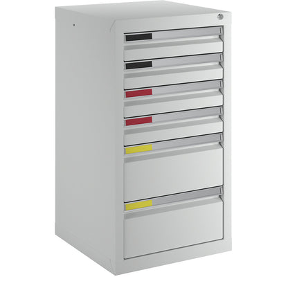 Drawer cupboard, width 500 mm, 6 drawers, light grey.