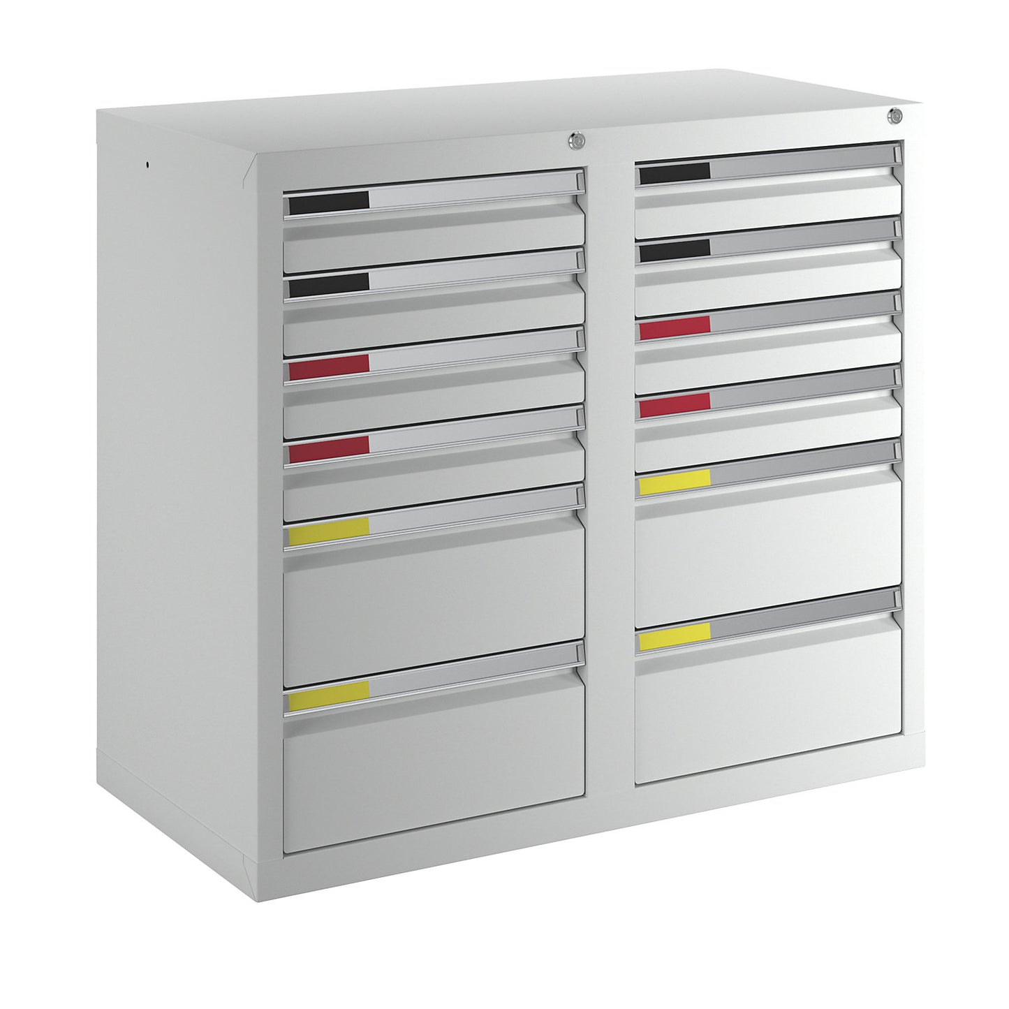 Drawer cupboard, width 1000 mm, 12 drawers, light grey.