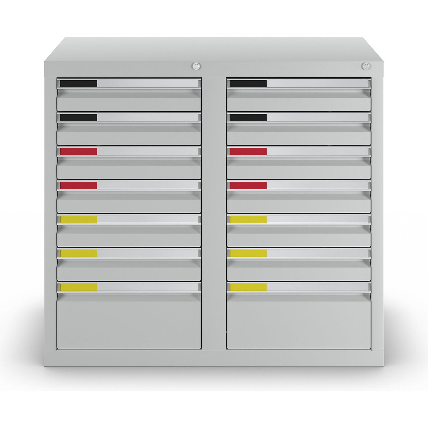Drawer cupboard, width 1000 mm, 14 drawers, light grey.