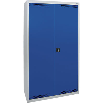 Cloakroom locker, 2 shelves, light grey / gentian blue.