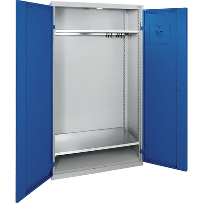 Cloakroom locker, 2 shelves, light grey / gentian blue.