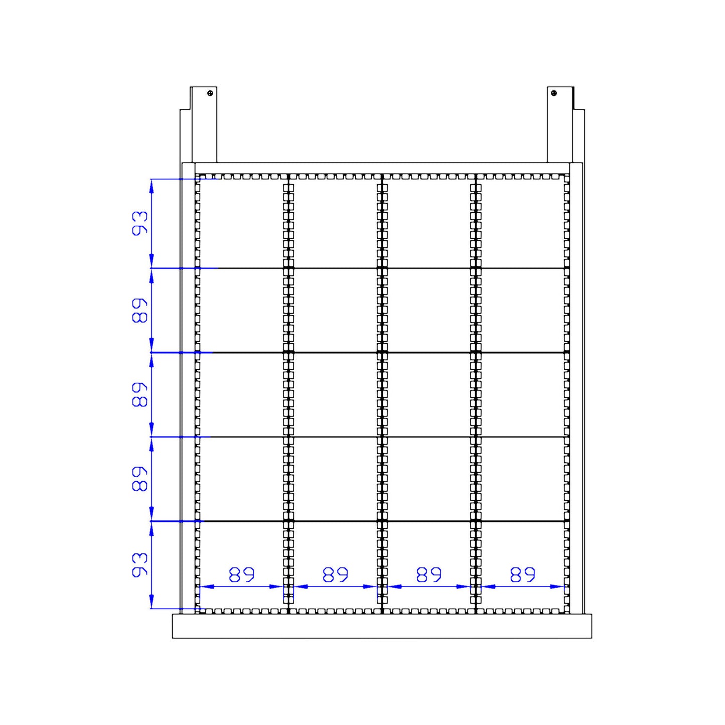 Drawer divider set, 16 cross dividers, drawer height 75 mm.