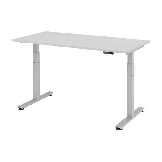 Desk, electric height adjustment, straight, WxD 1600 x 800 mm, light grey.