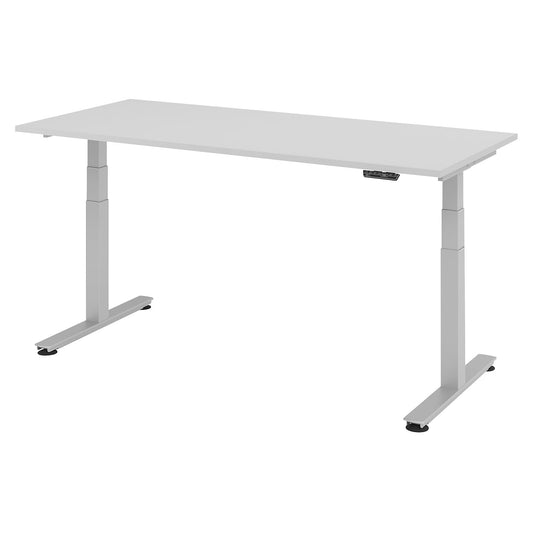 Desk, electric height adjustment, straight, WxD 1800 x 800 mm, light grey.