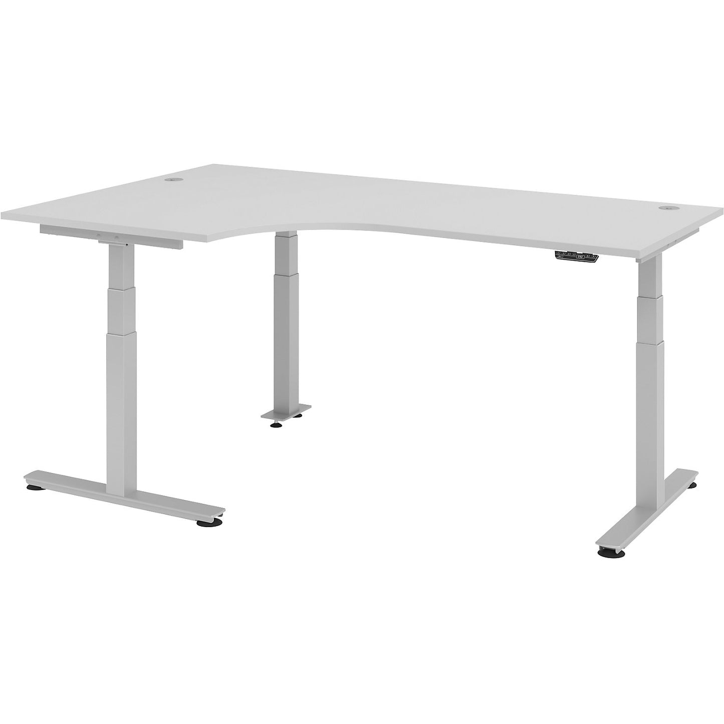 Corner desk, electric height adjustment, left, WxD 2000 x 1200 mm, light grey.